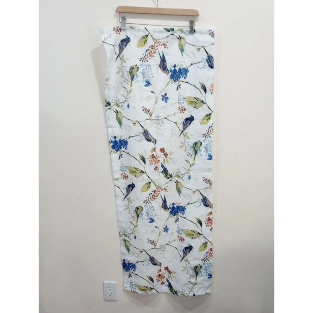 Vogol White Bird Print Valances, Set Of 2 Panels
